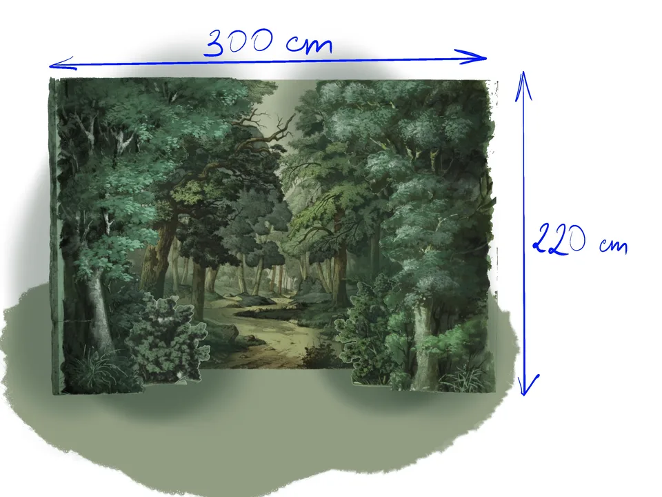 Project layout for a forest backdrop made from overlapping scenic layers.
